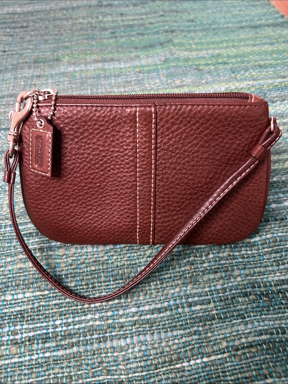 Coach Brown Pebbled Leather Wristlet